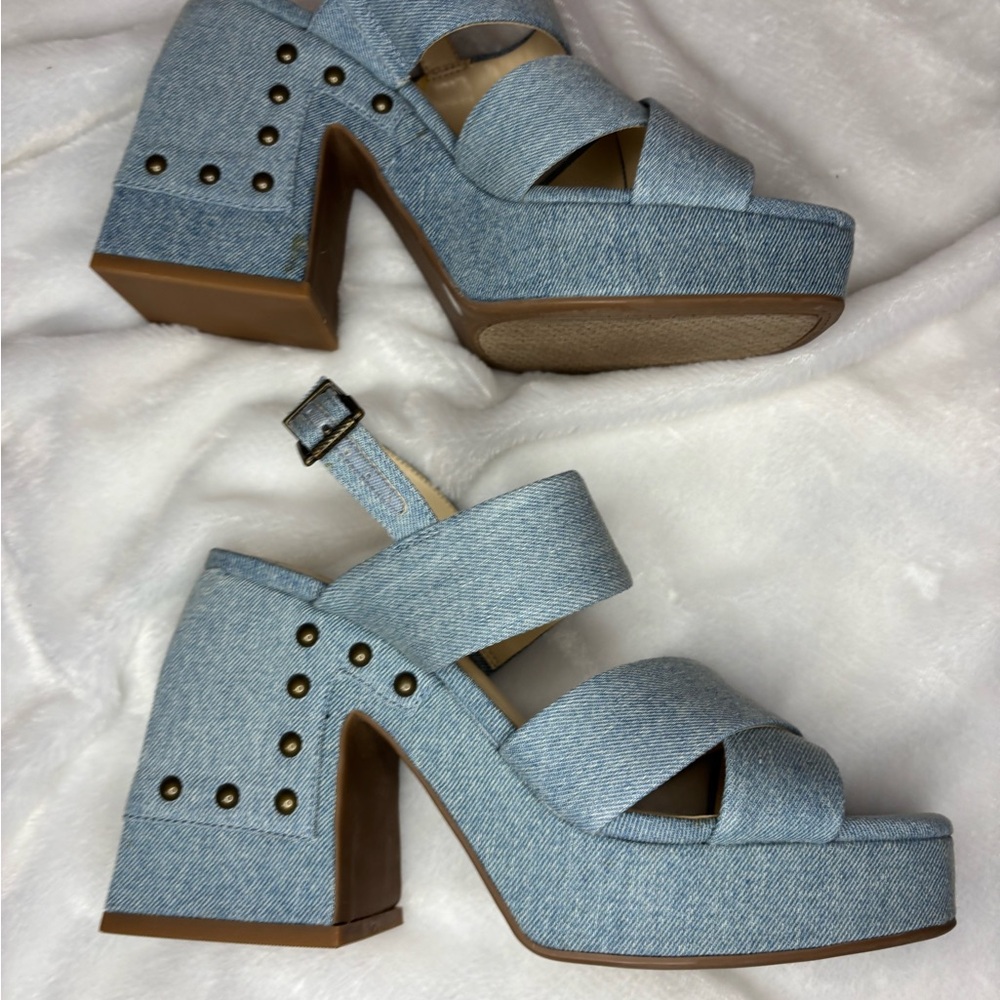 Jessica Simpson Blue Denim Platform Sandals - Picture 4 of 16